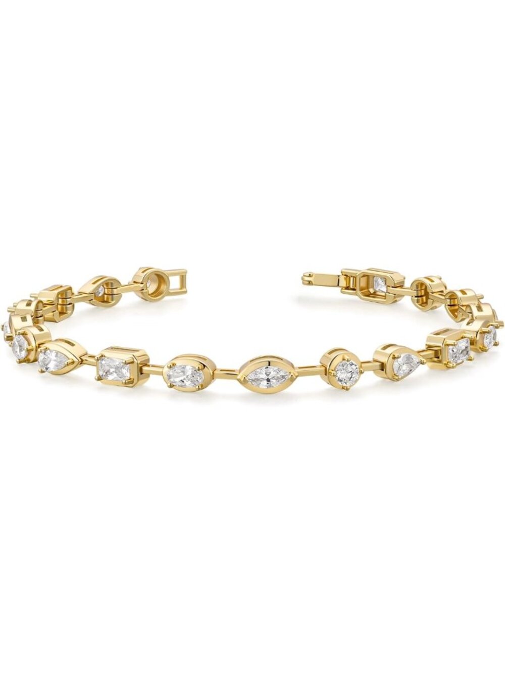 14K Gold Plated Tennis Bracelet, CZ Eternity Design, Classic Gift for Women